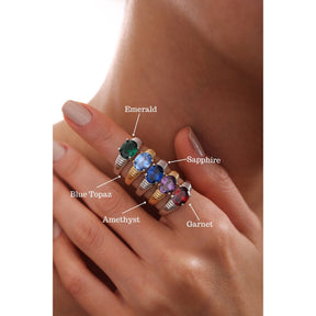 (VARYASYONLARDA FİYAT POLİTİKASINDA DEĞİŞİKLİK YAPILACAK) Birthstone Ring, Memorial 14ct Gold Filled Gemstone Ring for Birthday gift to Her