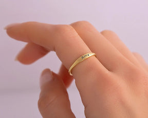 Dainty Name Ring, Initial Custom Delicate Stacking Gold Filled Silver Ring