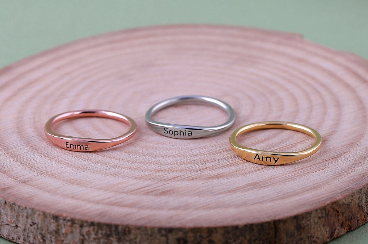 Dainty Name Ring, Initial Custom Delicate Stacking Gold Filled Silver Ring