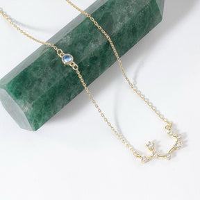 Zodiac necklace with birthstone, Constellation necklace