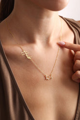 Zodiac necklace with name, Gold constellation name necklace