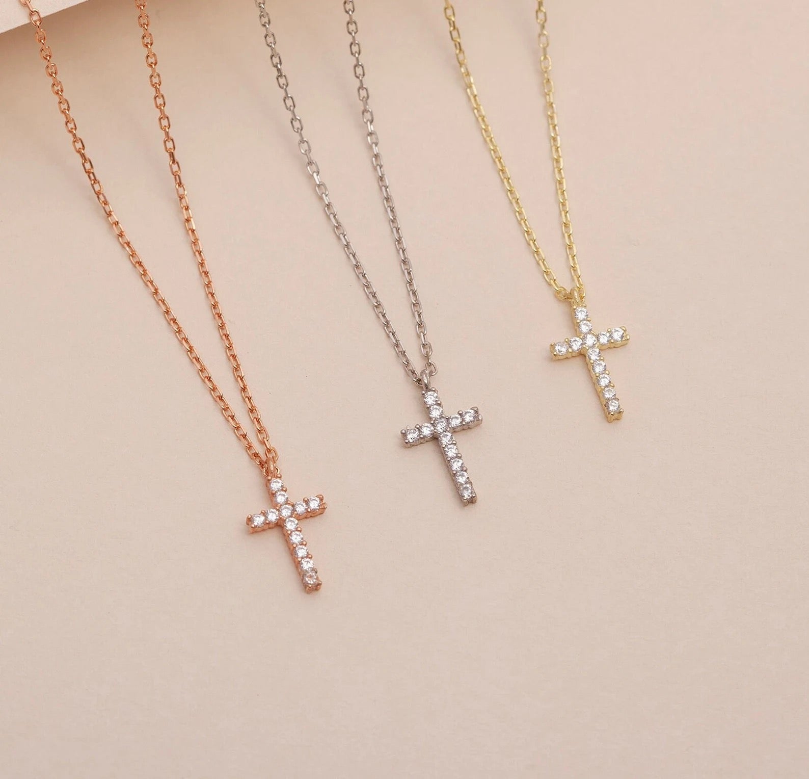 Gold Cross Necklace, Dainty Silver Cross Necklace for Women