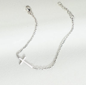 Sterling Silver Cross Jewelry, Religious BraceletHandmade item