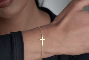 Sterling Silver Cross Jewelry, Religious BraceletHandmade item