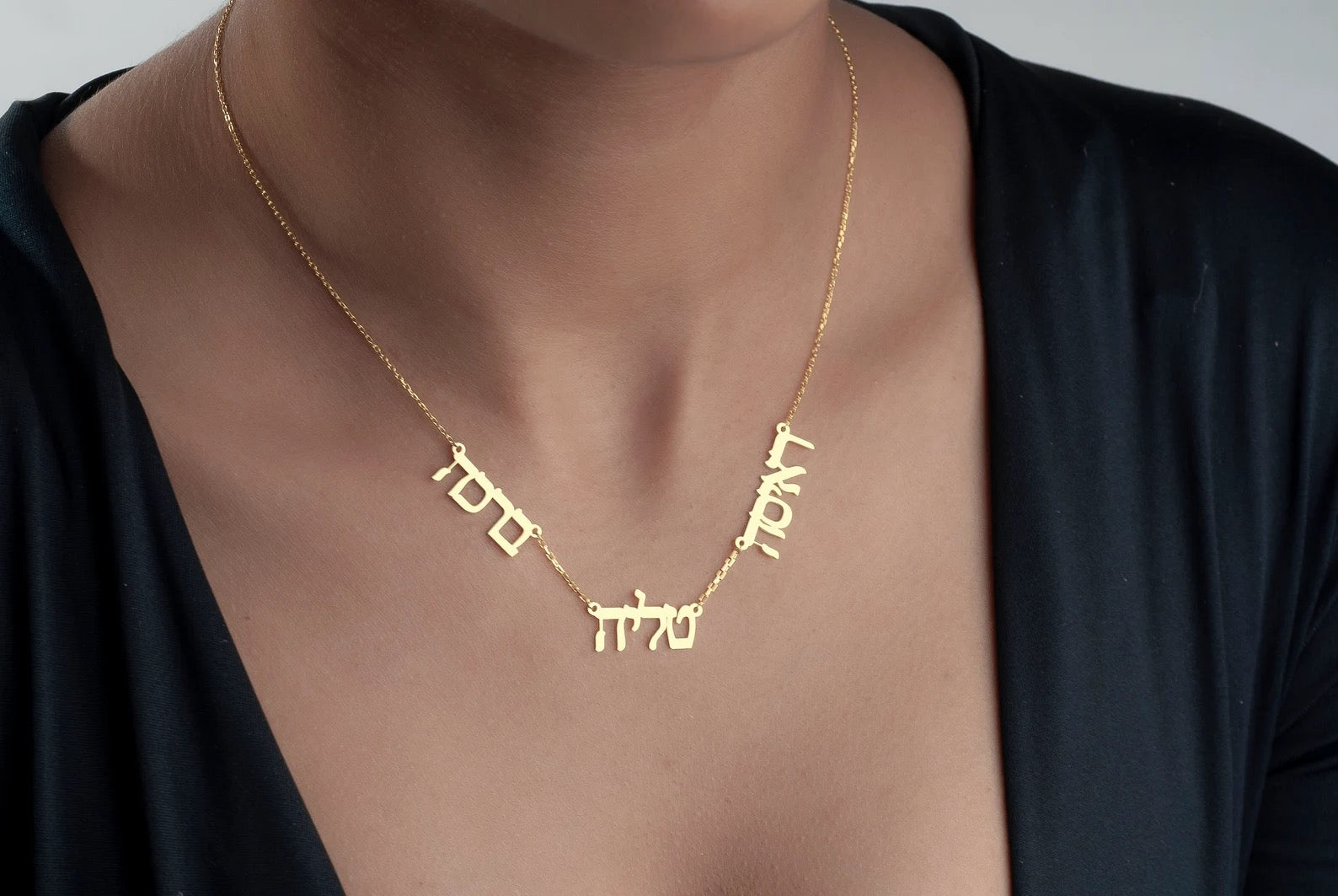 Personalized Hebrew Name necklace for Her, Custom Bat Mitzvah Gift Hebrew Israelite Necklace