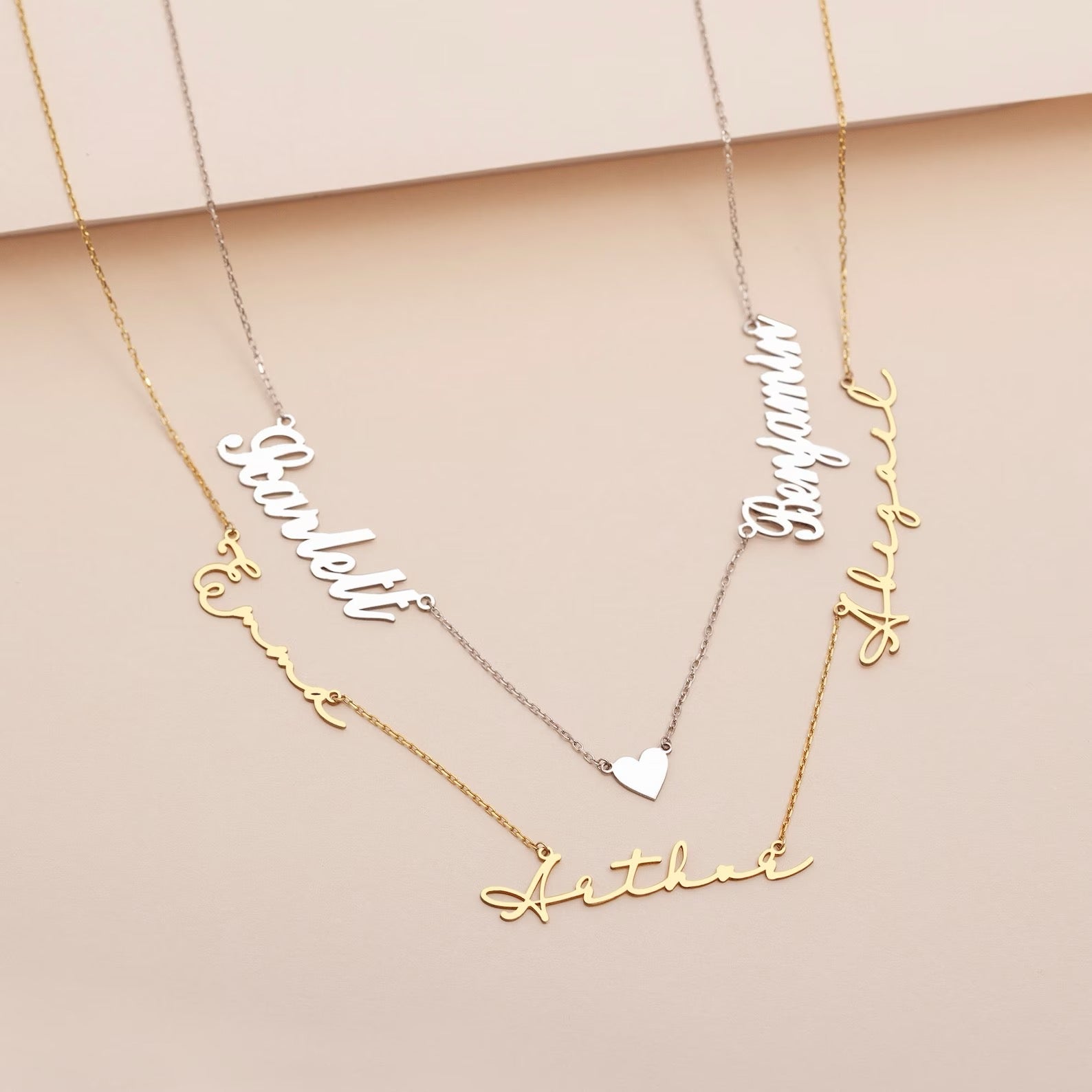 Multiple 925 Silver Name Necklace, Two, Three Name Necklace