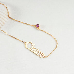 Custom Birthstone Name Necklace for Her, Mother's Name with Her Children's Birthstones