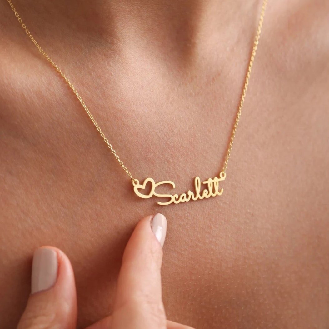 Heart Name Necklace, Two, Three Four Five Gold Name Necklace