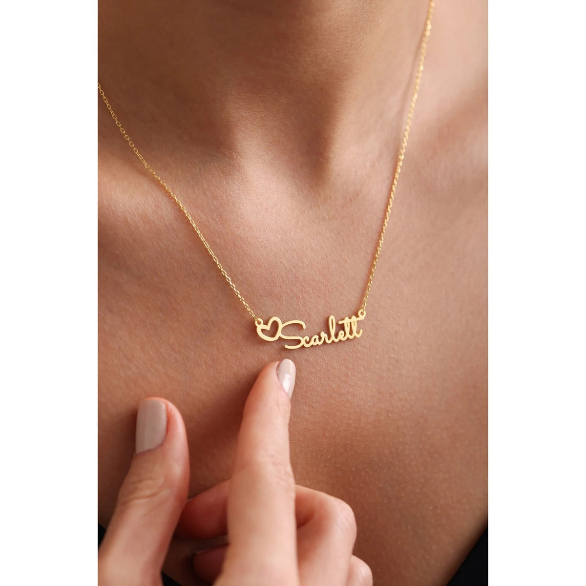 Heart Name Necklace, Two, Three Four Five Gold Name Necklace