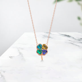 Family Memorial Clover Birthstone Necklace