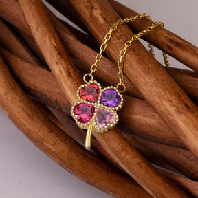 Family Memorial Clover Birthstone Necklace