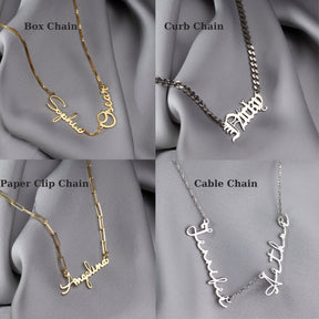 (VARYASYON EKLENECEK)Dainty Custom Gold Name Script Necklace with Box Chain