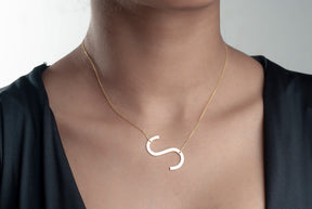 Sterling Silver Alexis Rose Big Initial Necklace