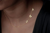 Custom Sideway Gold Initial Necklace - Personalised Sterling Silver Letter Jewelry for Girl