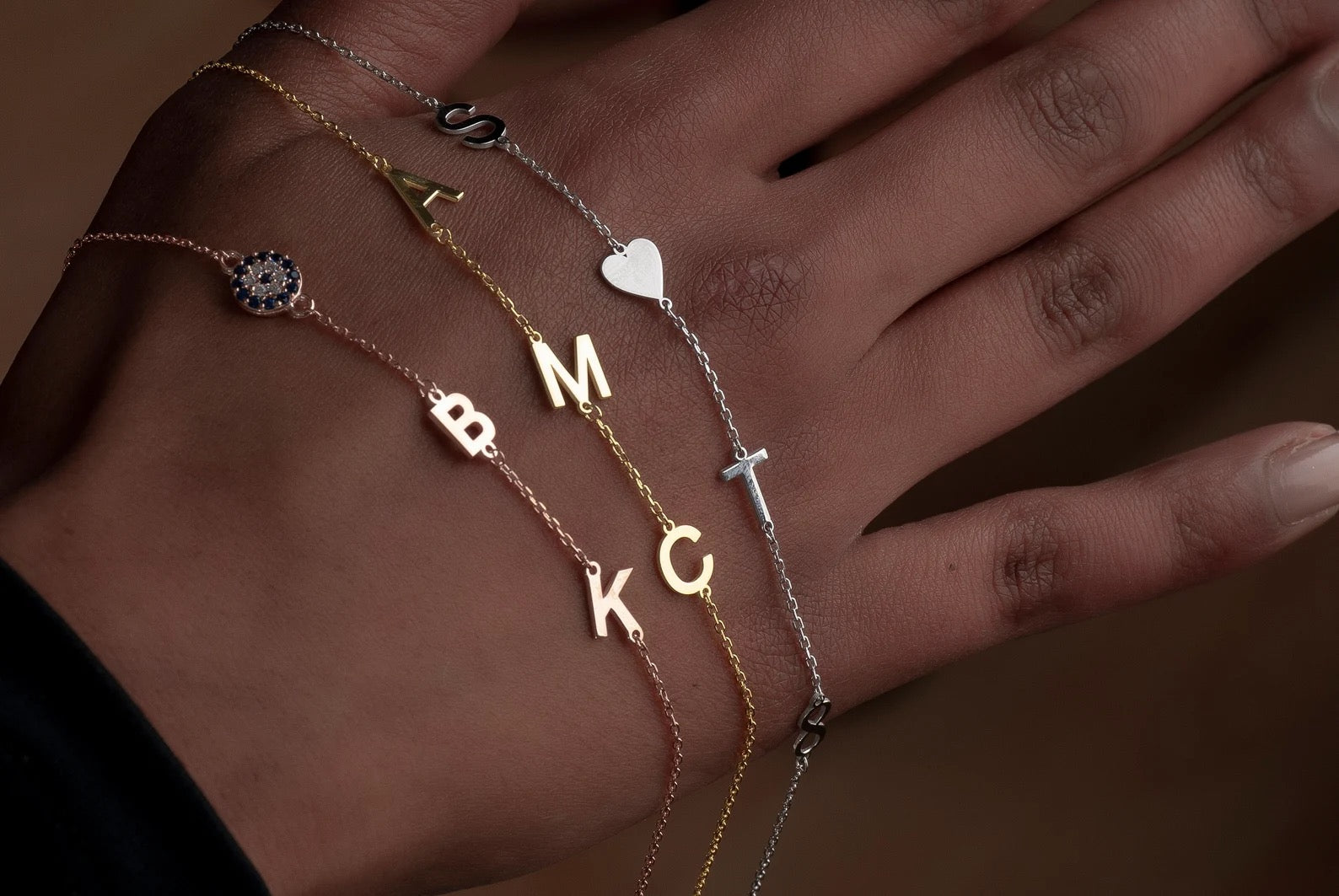 Custom Sideway Gold Initial Necklace - Personalised Sterling Silver Letter Jewelry for Girl