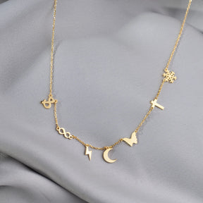 925 Silver Sideway Initial necklace, Asymmetrical Memorial Gold Letter Necklace