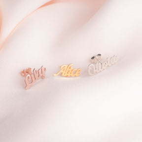 Custom Name Silver Earring, Personalised Gold Initial earring, Daughter Gift