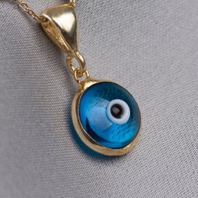 925 Sterling Silver Tiny Blue Greek Evil Eye Pendant, Dark Blue Lapis Evil Eye