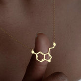 Gold Serotonin Necklace, Sterling Silver Molecule Necklace