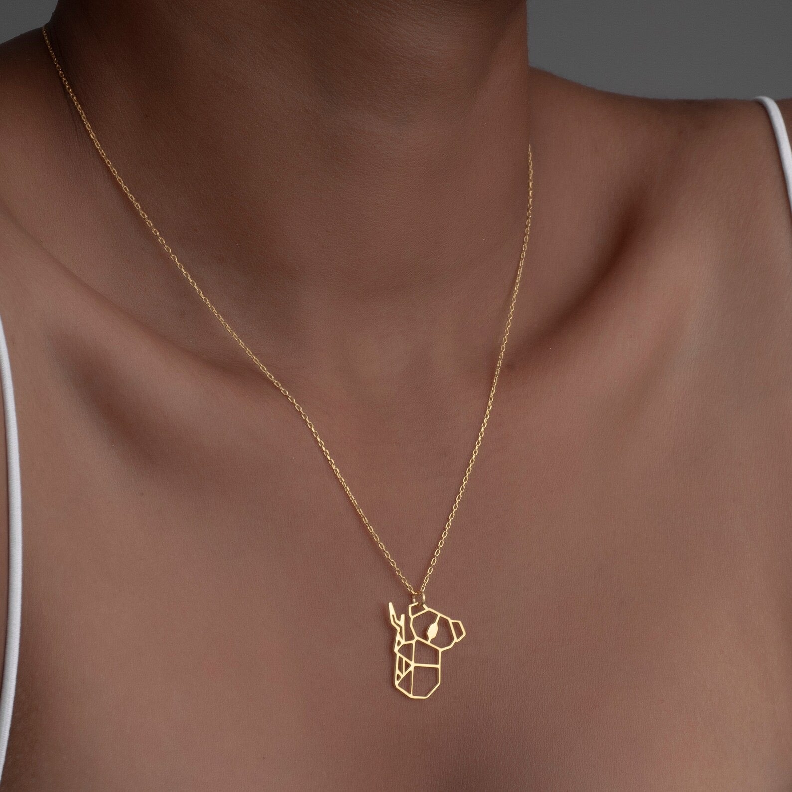 Origami Koala Necklace, 925 Silver Gold Rose Gold Animal Necklace