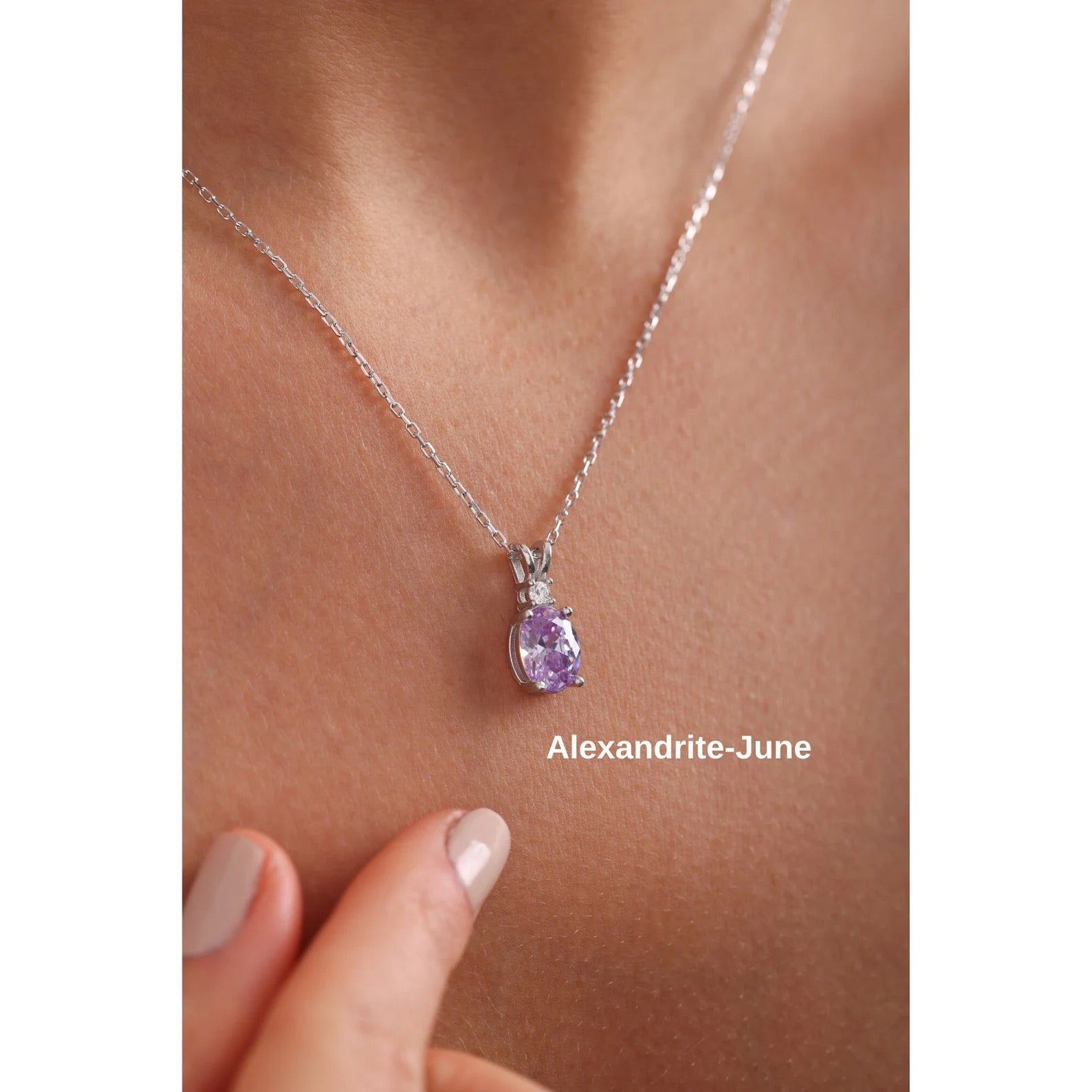 Alexandrite Necklace, June Birthstone Necklace for Her, Fine Jewelry