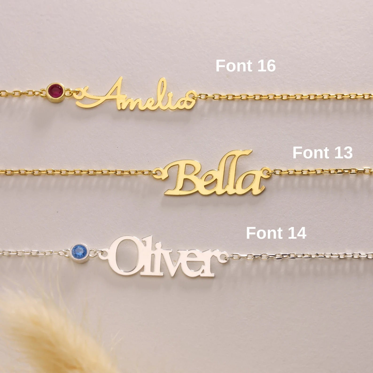 Personalized Gold & Silver Birthstone Bracelet with Custom Name