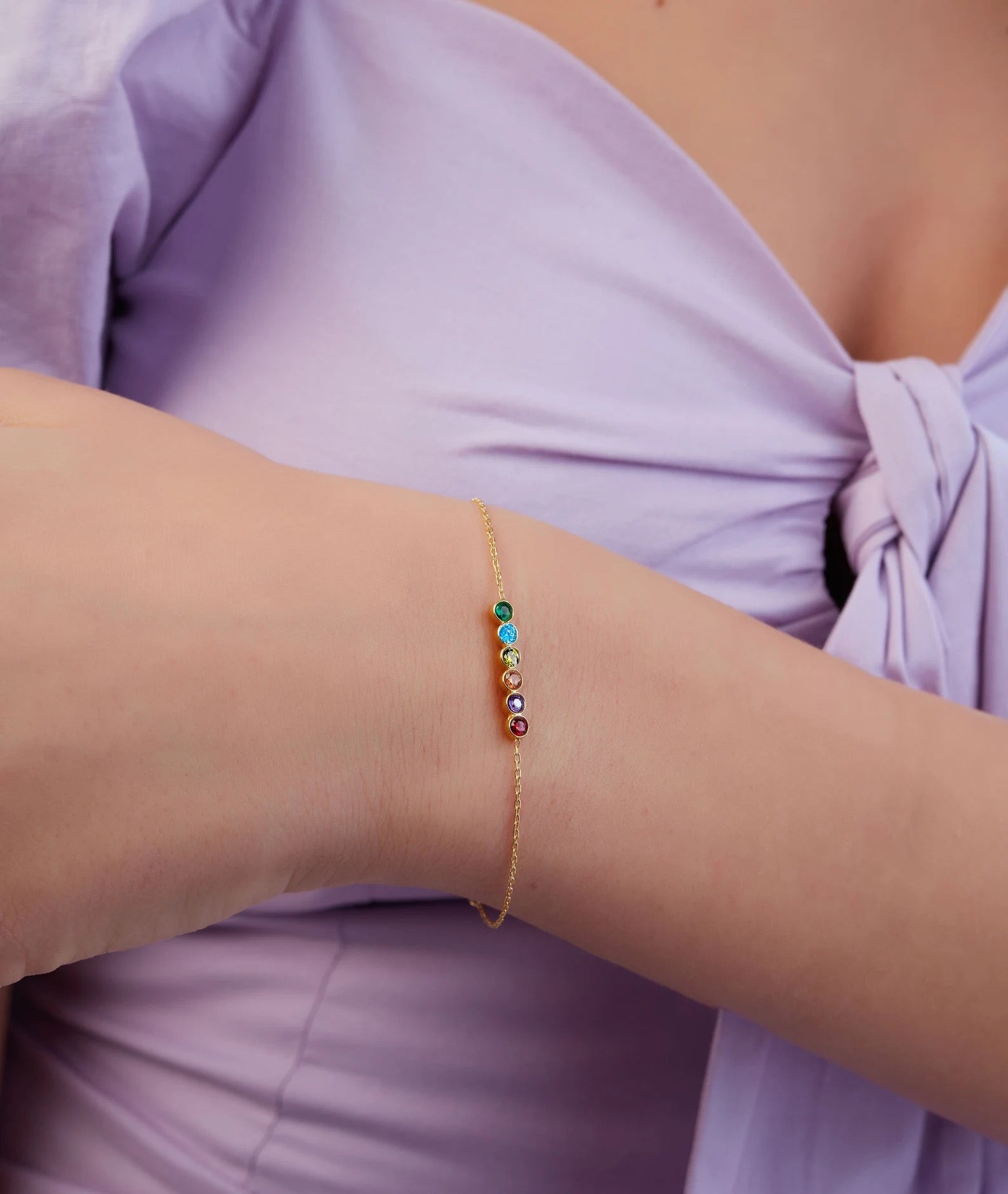 Family Gift Birthstone Dainty Bracelet for your lover