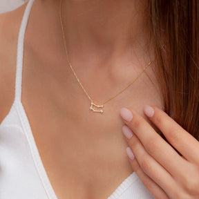 14K Solid Gold Zodiac Necklace, Constellation Necklace