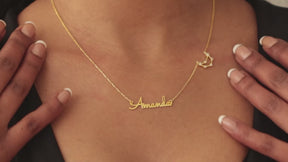 Zodiac necklace with name, Gold constellation name necklace