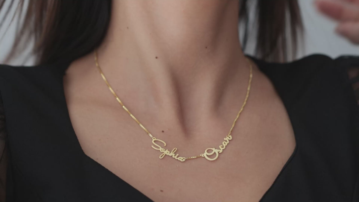 (VARYASYON EKLENECEK)Dainty Custom Gold Name Script Necklace with Box Chain